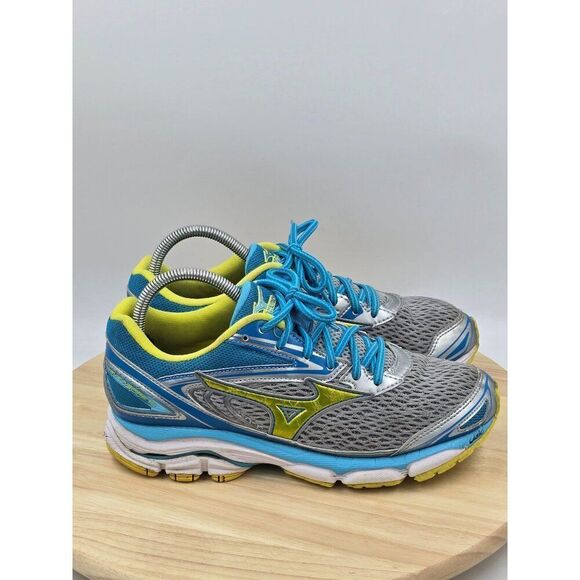 Mizuno WAVE INSPIRE 13 womens Running Shoes Blue Yellow Silver Gray size 9 - Picture 1 of 10